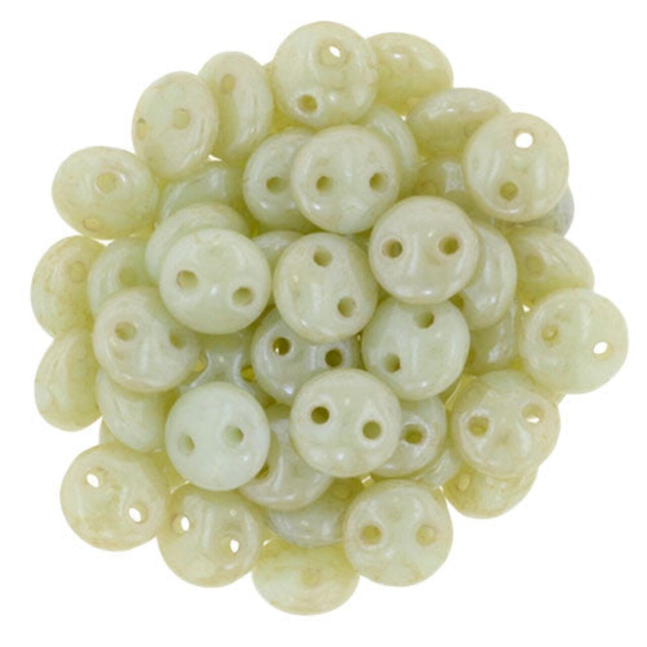 Czechmate 6mm Lentil Glass Czech Two Hole Bead, Opaque Pale Turq/Star Dust